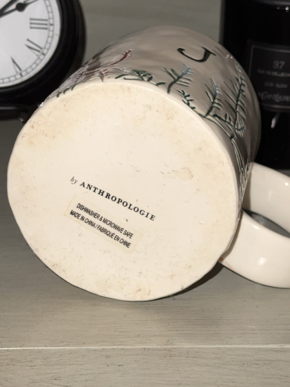 ANTHROPOLOGIE Dagny Monogram Coffee Tea Mug Cup 14.5oz Hand painted Stoneware - Picture 8 of 10